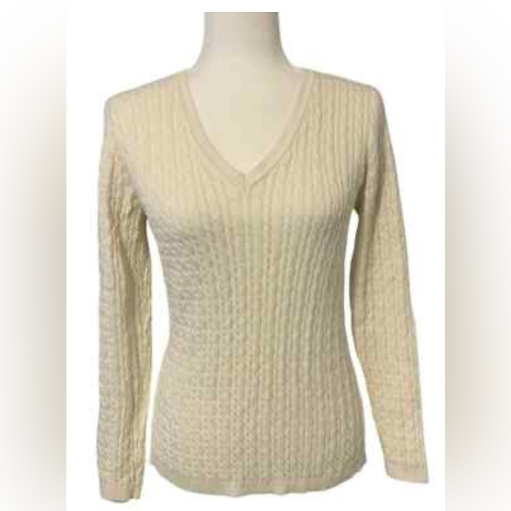 Ann Taylor Cream Cable Knit Sweater